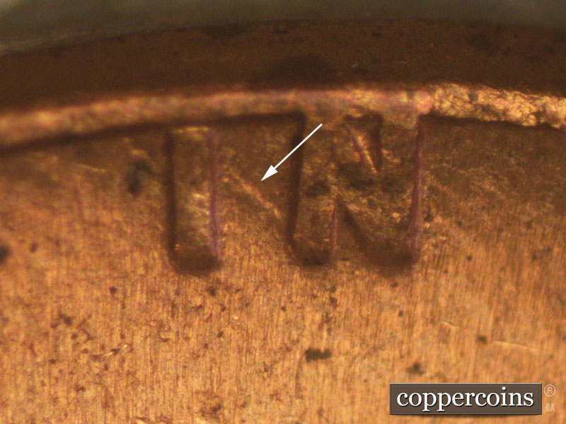 Die-stage C marker on 1968D•1MM•002 (1968 Repunched Mint Mark).