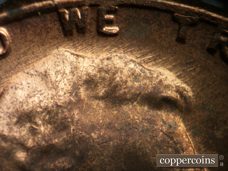 Die-stage B marker on 1968D•1MM•007 (1968 Repunched Mint Mark).