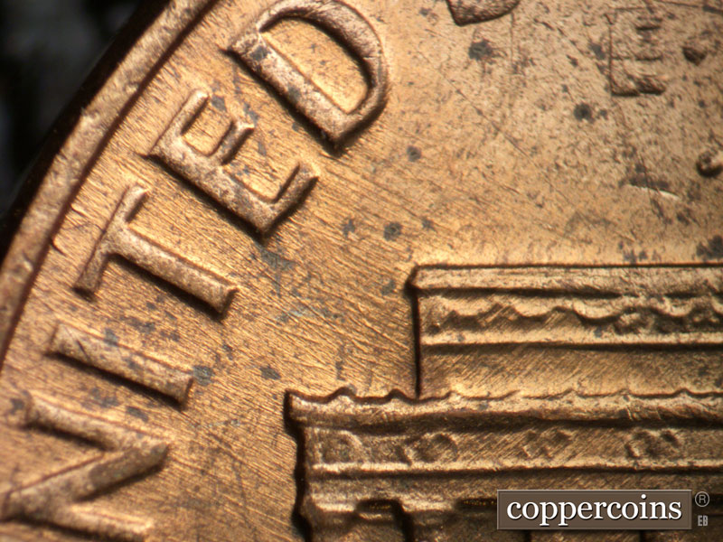 Die-stage B marker on 1968D•1MM•007 (1968 Repunched Mint Mark).