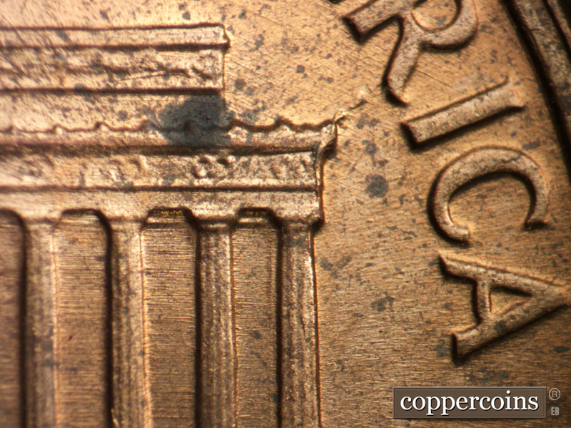 Die-stage B marker on 1968D•1MM•007 (1968 Repunched Mint Mark).