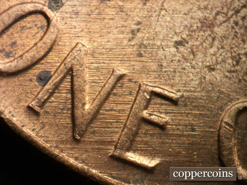 Die-stage B marker on 1968D•1MM•007 (1968 Repunched Mint Mark).