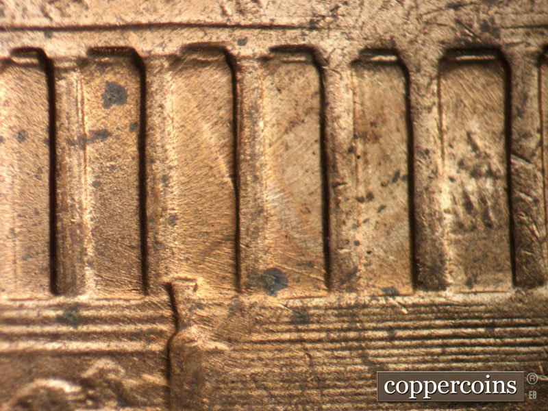 Die-stage B marker on 1968D•1MM•007 (1968 Repunched Mint Mark).
