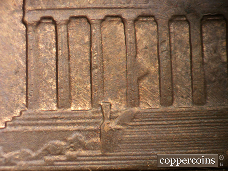 Die-stage B marker on 1968D•1MM•012 (1968 Repunched Mint Mark).