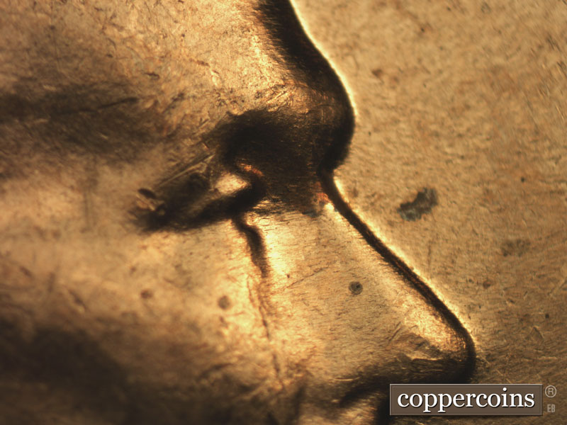 1968 Lincoln cent obverse, CopperCoins die 1968P•1DO•008.