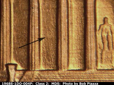 Die-stage B marker on 1968S•1DO•004P (1968 Doubled Die Obverse).