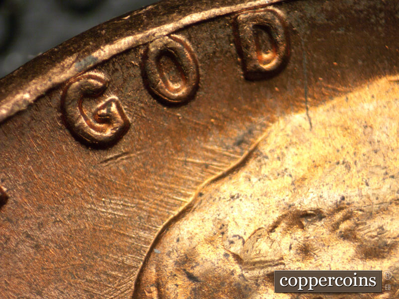 Die-stage B marker on 1968S•1DO•006 (1968 Doubled Die Obverse).