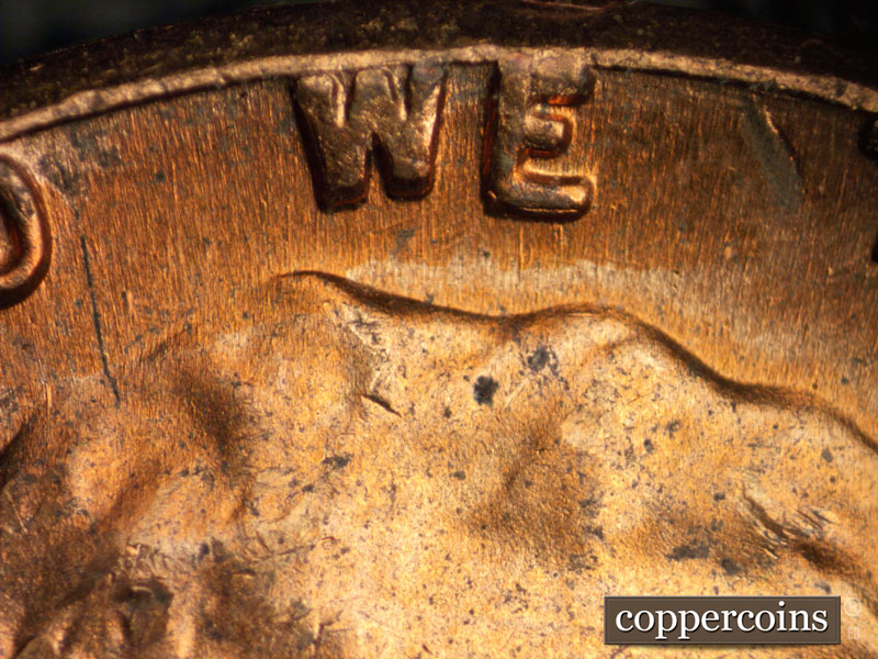 Die-stage B marker on 1968S•1DO•006 (1968 Doubled Die Obverse).