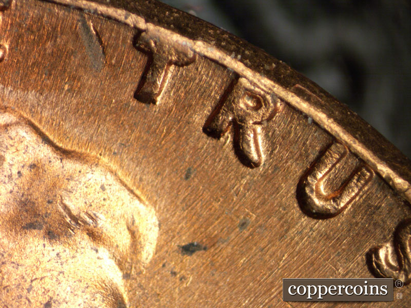 Die-stage B marker on 1968S•1DO•006 (1968 Doubled Die Obverse).