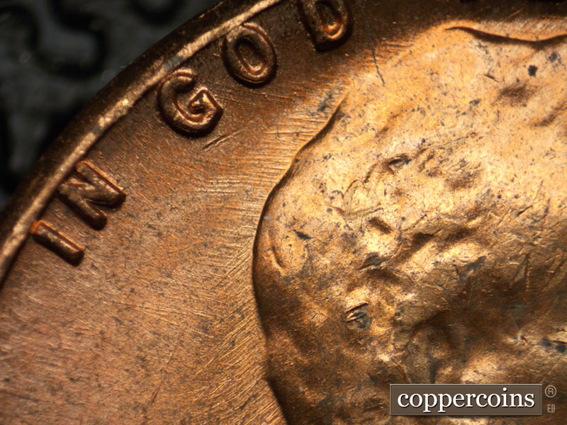 Die-stage B marker on 1968S•1DO•006 (1968 Doubled Die Obverse).