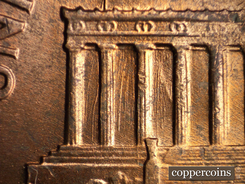 Die-stage B marker on 1968S•1DO•006 (1968 Doubled Die Obverse).
