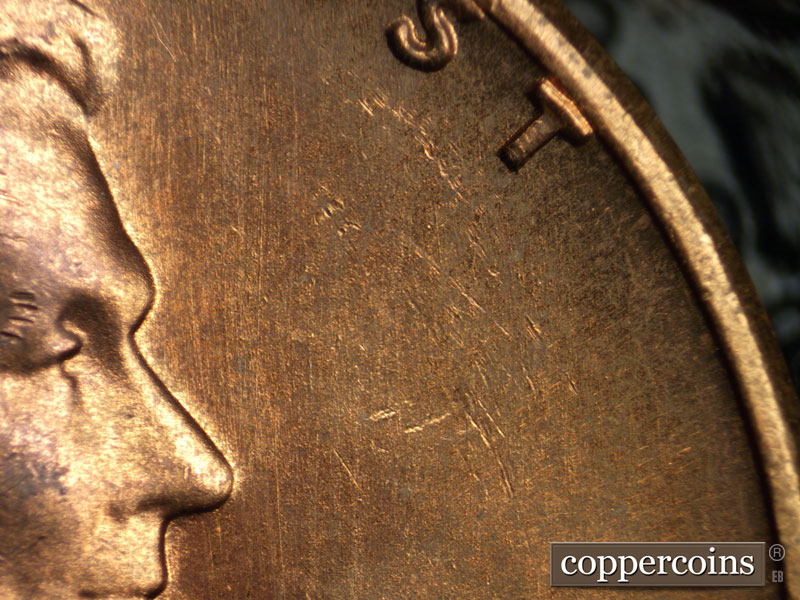 Die-stage B marker on 1968S•1DO•009 (1968 Doubled Die Obverse).