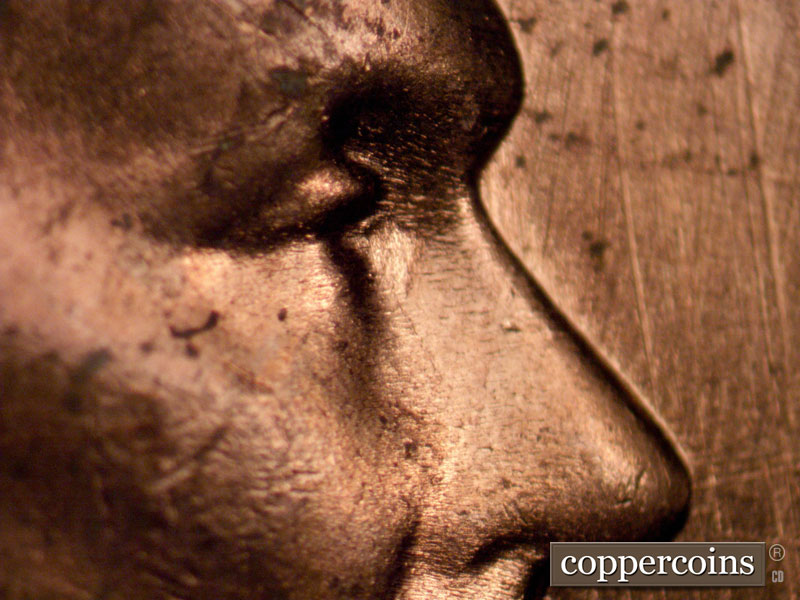 1968 Lincoln cent obverse, CopperCoins die 1968S•1DO•010.