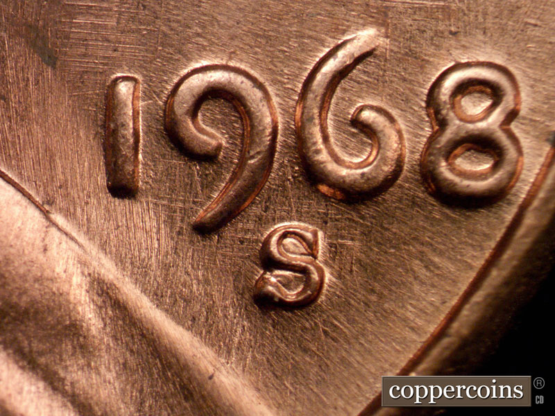 Die-stage B marker on 1968S•1DO•010 (1968 Doubled Die Obverse).
