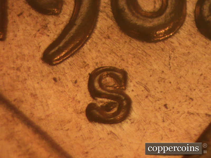 Die-stage A marker on 1968S•1MM•001 (1968 Repunched Mint Mark).