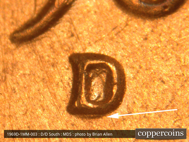 1969 Lincoln cent obverse, CopperCoins die 1969D•1MM•003.