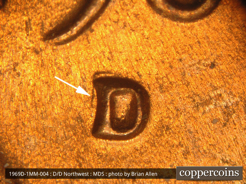 1969 Lincoln cent obverse, CopperCoins die 1969D•1MM•004.