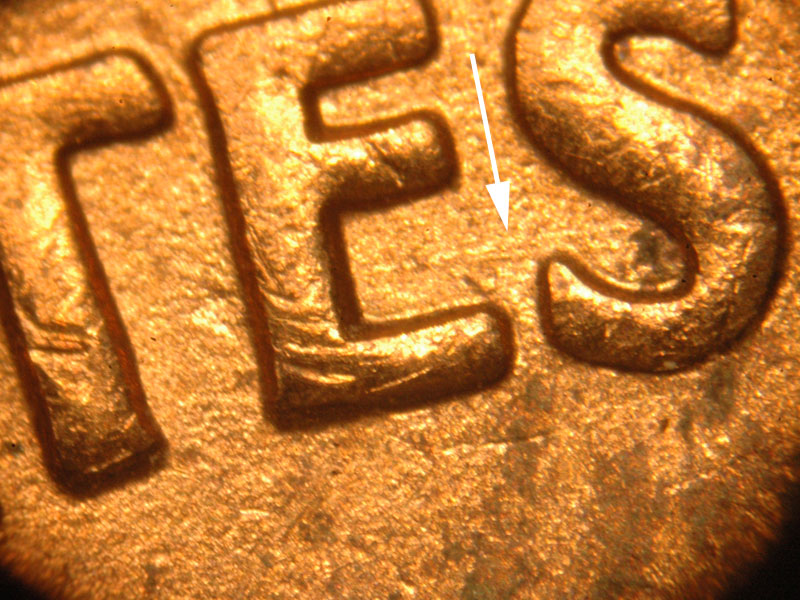 Die-stage B marker on 1969D•1MM•004 (1969 Repunched Mint Mark).