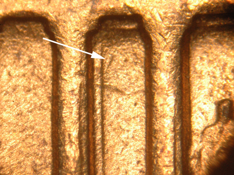 Die-stage B marker on 1969D•1MM•004 (1969 Repunched Mint Mark).