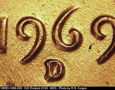 1969 Lincoln cent obverse, CopperCoins die 1969D•1MM•008.