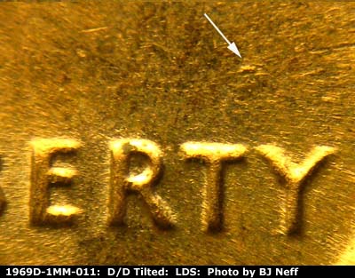 Die-stage C marker on 1969D•1MM•011 (1969 Repunched Mint Mark).