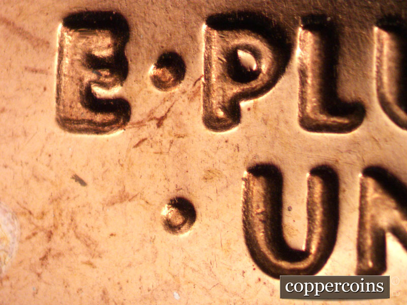 Die-stage A marker on 1969S•1DR•002P (1969 Doubled Die Reverse).