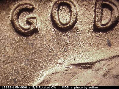 Die-stage B marker on 1969S•1MM•006 (1969 Repunched Mint Mark).