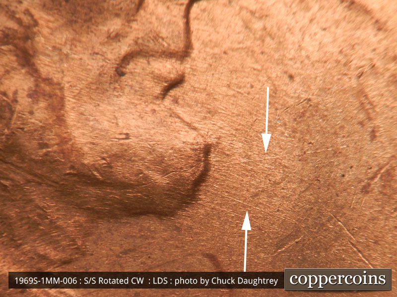 Die-stage C marker on 1969S•1MM•006 (1969 Repunched Mint Mark).