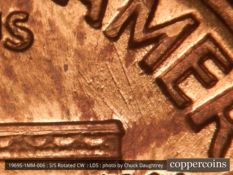 Die-stage C marker on 1969S•1MM•006 (1969 Repunched Mint Mark).