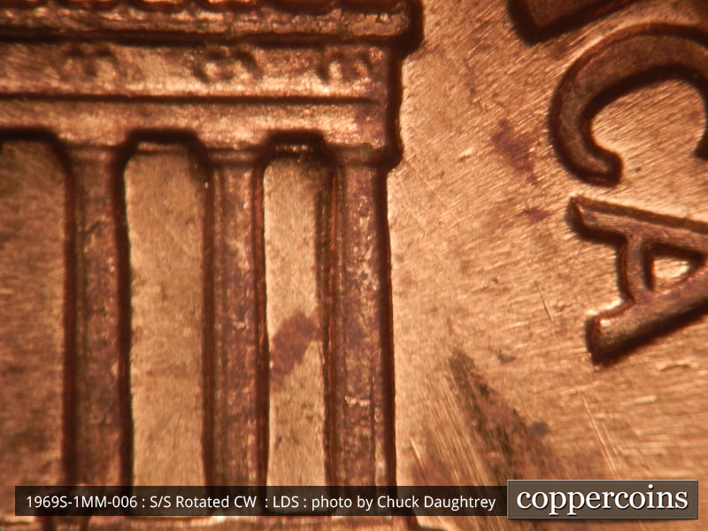 Die-stage C marker on 1969S•1MM•006 (1969 Repunched Mint Mark).