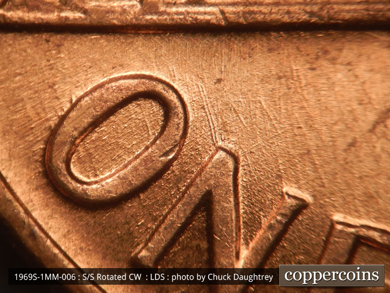 Die-stage C marker on 1969S•1MM•006 (1969 Repunched Mint Mark).