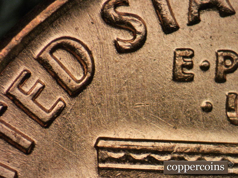 Die-stage B marker on 1969S•1MM•009 (1969 Repunched Mint Mark).