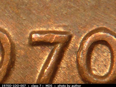 1970 Lincoln cent obverse, CopperCoins die 1970D•1DO•007.