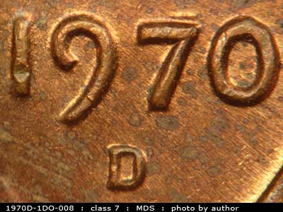 1970 Lincoln cent obverse, CopperCoins die 1970D•1DO•008.