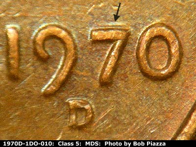 1970 Lincoln cent obverse, CopperCoins die 1970D•1DO•010.