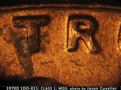 Die-stage B marker on 1970D•1DO•011 (1970 Doubled Die Obverse).