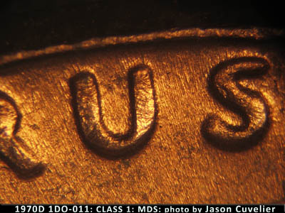 Die-stage B marker on 1970D•1DO•011 (1970 Doubled Die Obverse).
