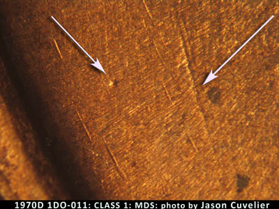 Die-stage B marker on 1970D•1DO•011 (1970 Doubled Die Obverse).