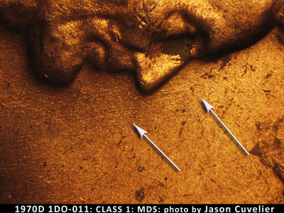 Die-stage B marker on 1970D•1DO•011 (1970 Doubled Die Obverse).