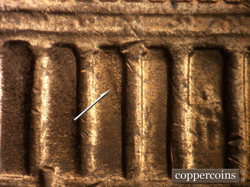 Die-stage C marker on 1970D•1DO•011 (1970 Doubled Die Obverse).