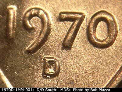 1970 Lincoln cent obverse, CopperCoins die 1970D•1MM•001.