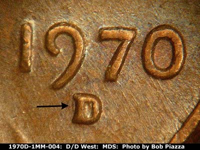 1970 Lincoln cent obverse, CopperCoins die 1970D•1MM•004.