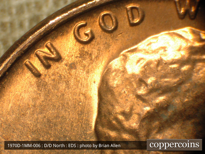 Die-stage A marker on 1970D•1MM•006 (1970 Repunched Mint Mark).