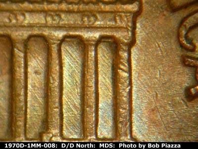 Die-stage B marker on 1970D•1MM•008 (1970 Repunched Mint Mark).