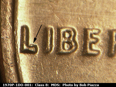 1970 Lincoln cent obverse, CopperCoins die 1970P•1DO•001.