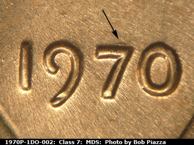 1970 Lincoln cent obverse, CopperCoins die 1970P•1DO•002.