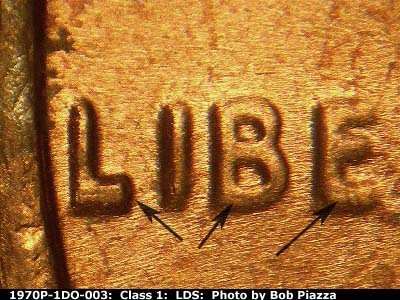 Die-stage C marker on 1970P•1DO•003 (1970 Doubled Die Obverse).