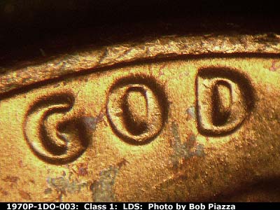 Die-stage C marker on 1970P•1DO•003 (1970 Doubled Die Obverse).