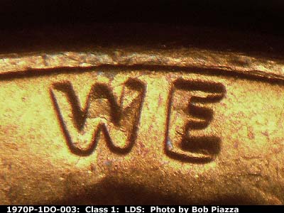 Die-stage C marker on 1970P•1DO•003 (1970 Doubled Die Obverse).