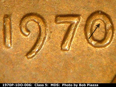 1970 Lincoln cent obverse, CopperCoins die 1970P•1DO•006.