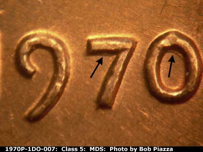 1970 Lincoln cent obverse, CopperCoins die 1970P•1DO•007.